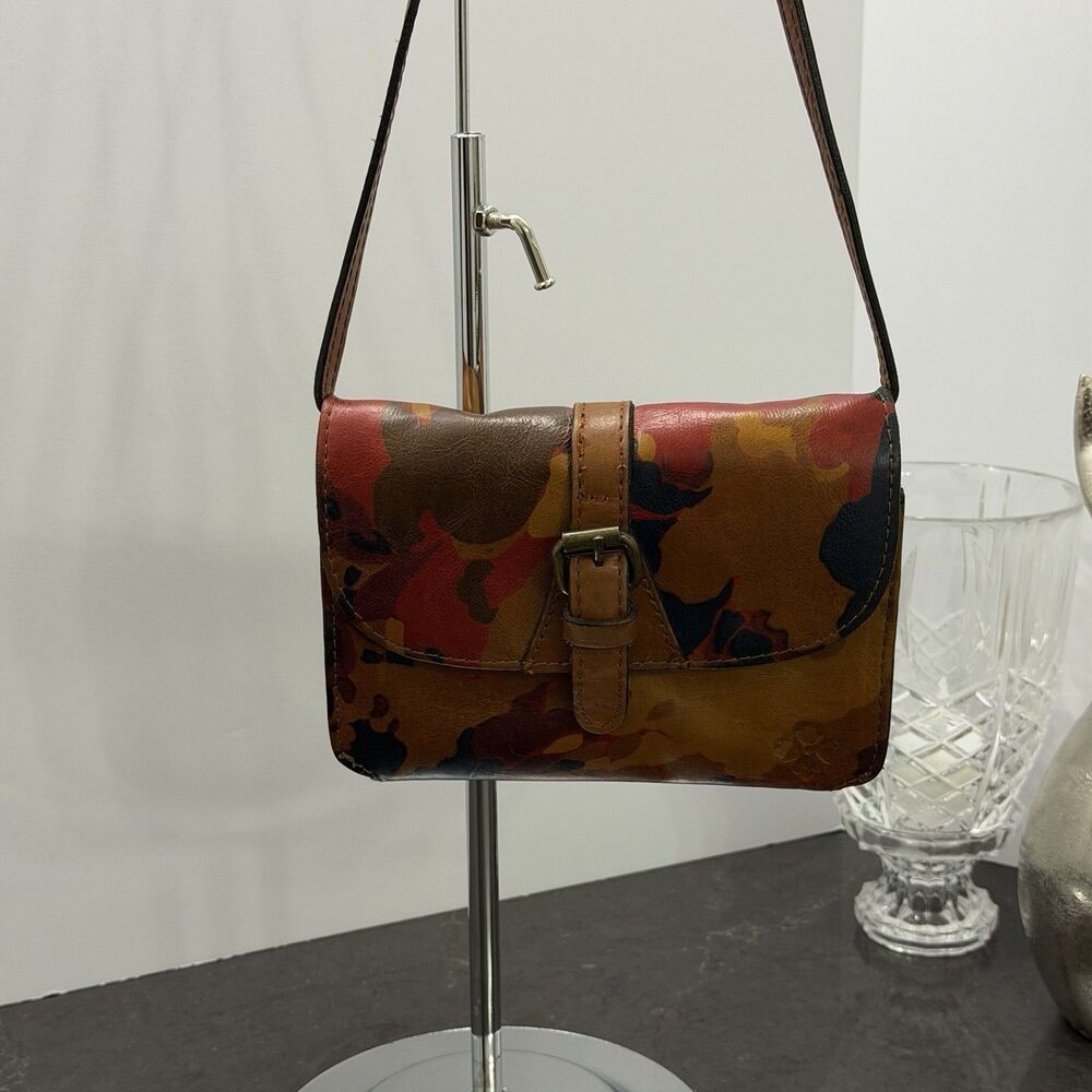 Patricia Nash Tooled Floral Print Leather Crossbody Bag Autumn Multicolor